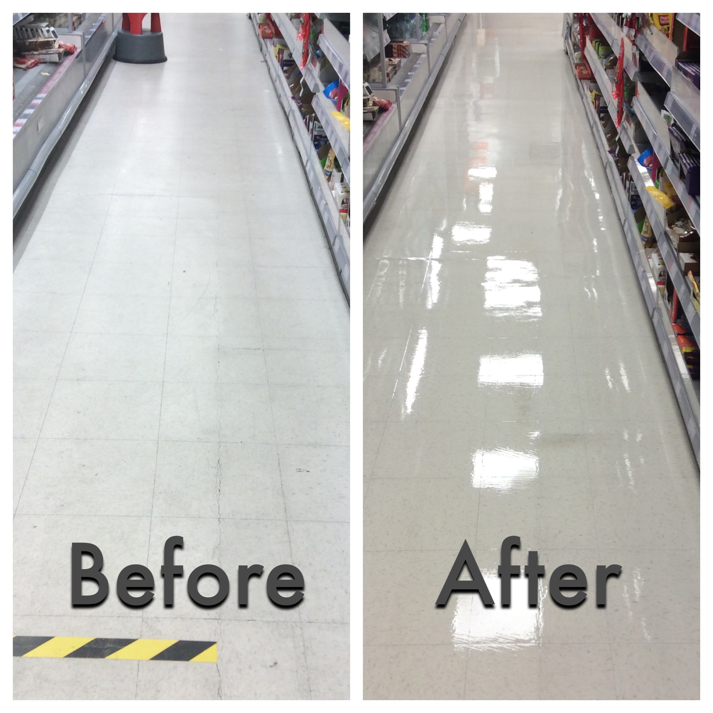 Vinyl floor cleaning before and after