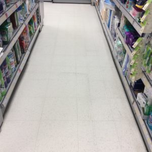 During retail floor cleaning