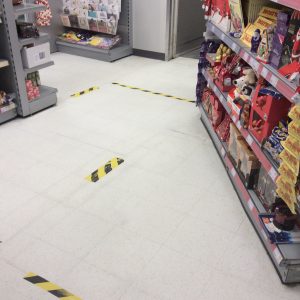 During retail floor cleaning