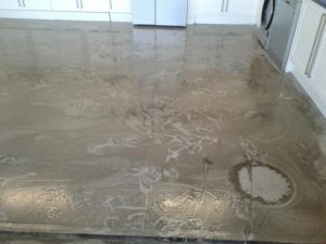 The floor during cleaning
