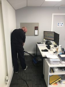 Photos of our office being steam cleaned