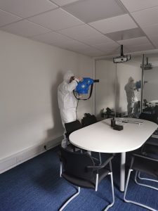 Photos of our team fogging our offices